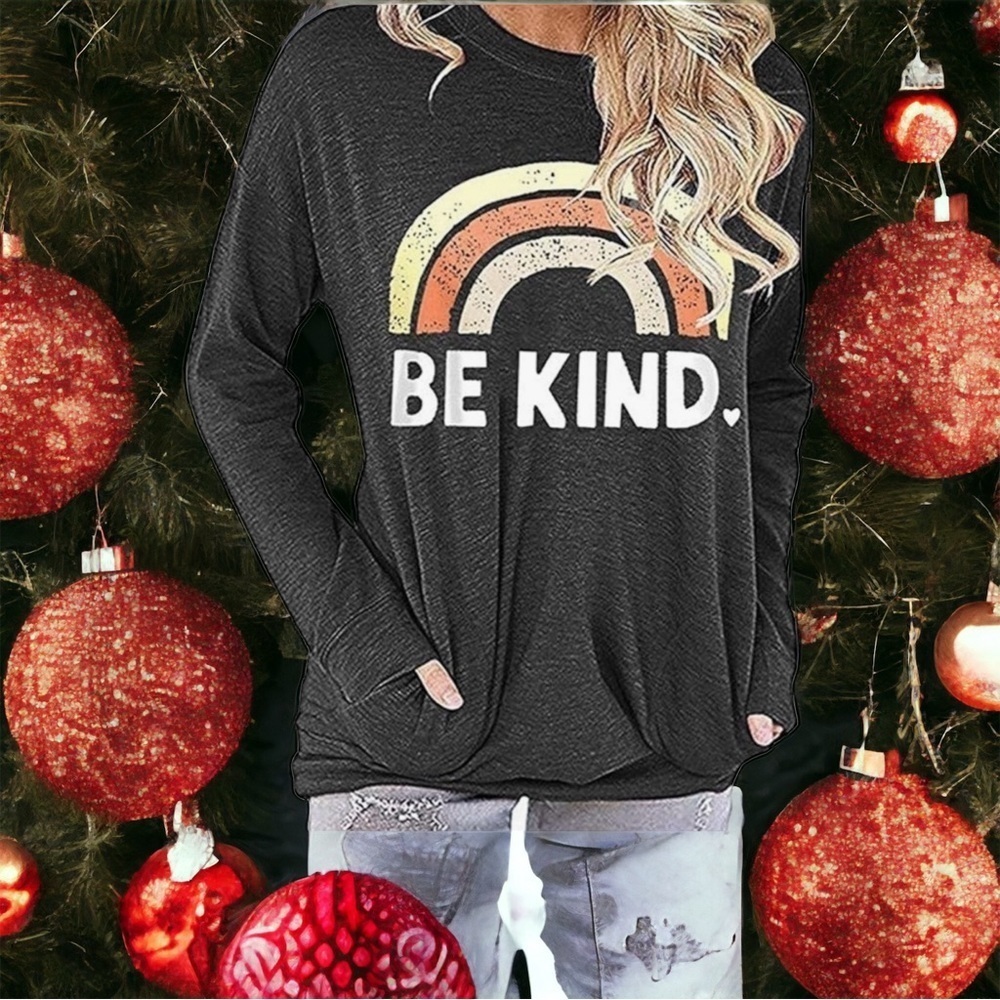 FuyxxmerBe Kind rainbow Sweatshirt with Pockets-like newSz M-L☀️Lake life!​​ - Picture 14 of 14